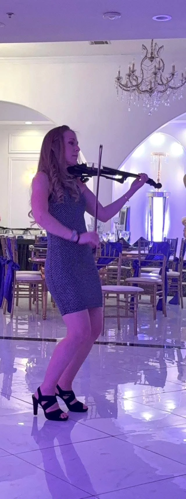 Melani X.O. providing elegant live entertainment at an event
